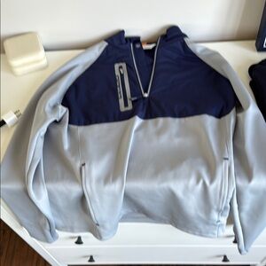 Peter Millar Navy and Gray Half-Zip Pullover